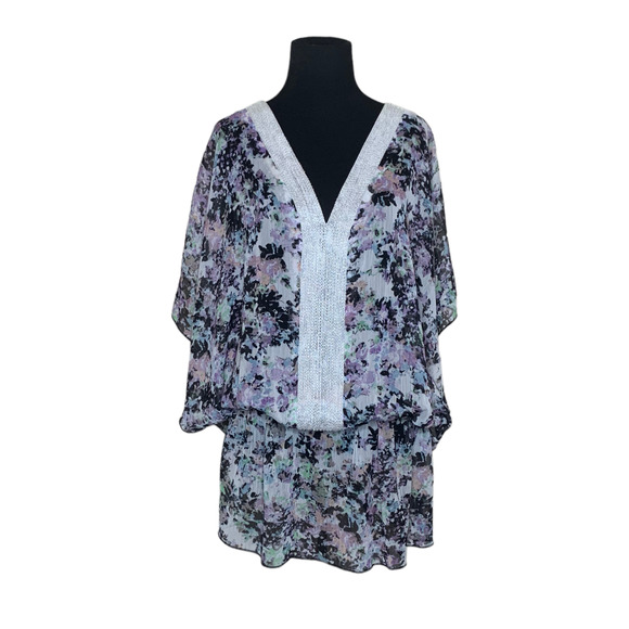 Badgley Mischka Fiona sheer floral Fiona Tunic size Large - Picture 2 of 11
